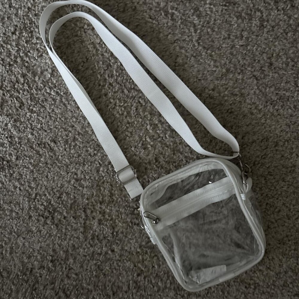 Clear Stadium Approved Crossbody Bag PVC Transparent Purse 2 Pockets